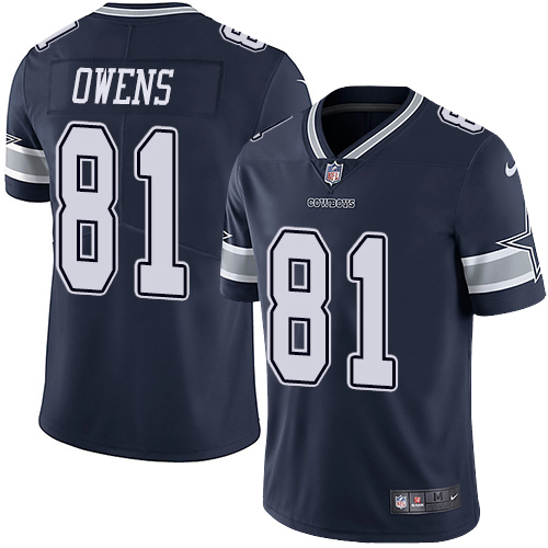 Nike Cowboys #81 Terrell Owens Navy Blue Team Color Men's Stitched NFL Vapor Untouchable Limited Jersey - Click Image to Close